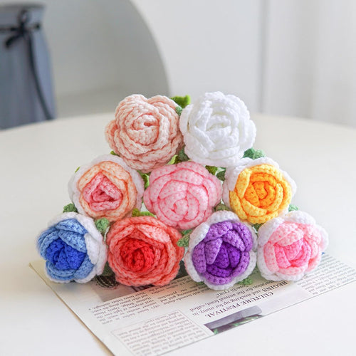 Handcrafted Yarn Flower Bouquet - Realistic Knit Floral Arrangement | Perfect for Home and Office Decor